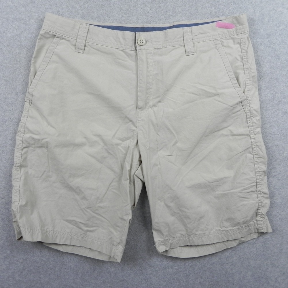 Columbia Shorts Mens 34 Chino Golf Casual Hiking Lightweight Flat Front Beige
